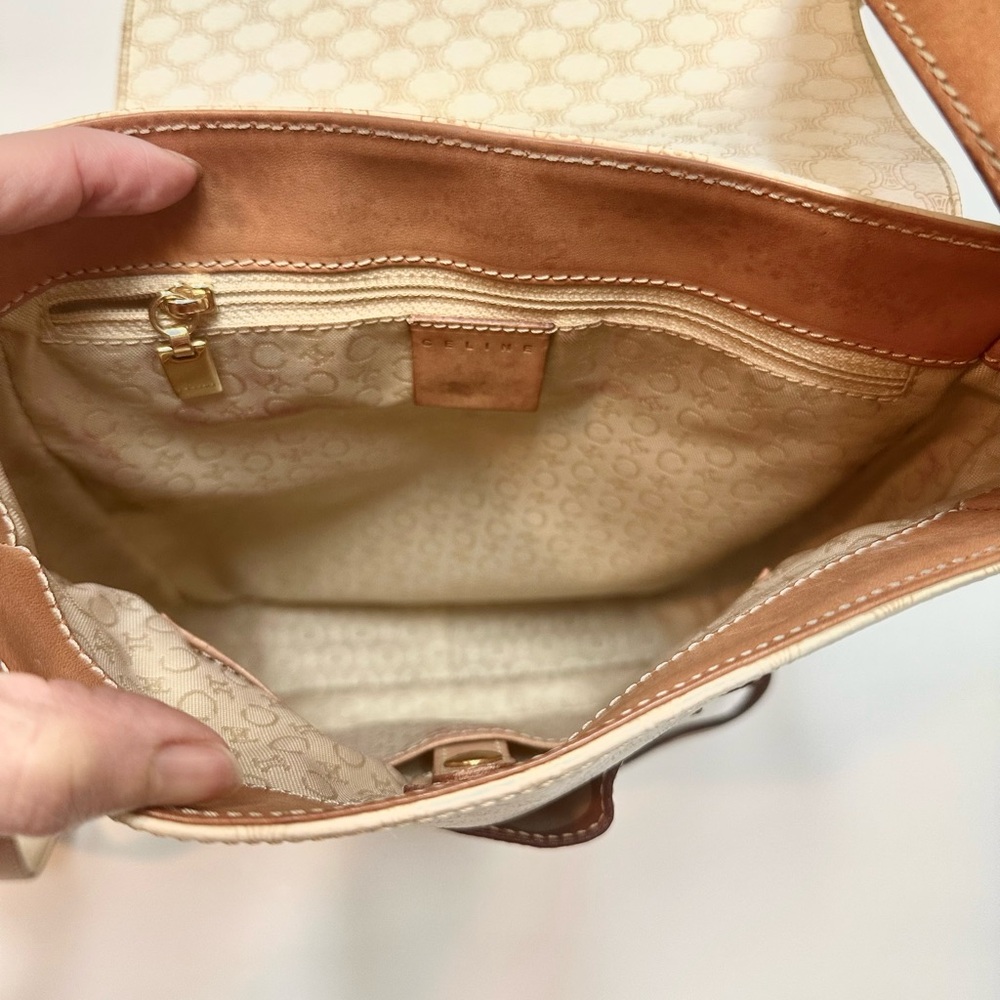 Celine White and Brown Messenger Bag - Picture 9 of 12